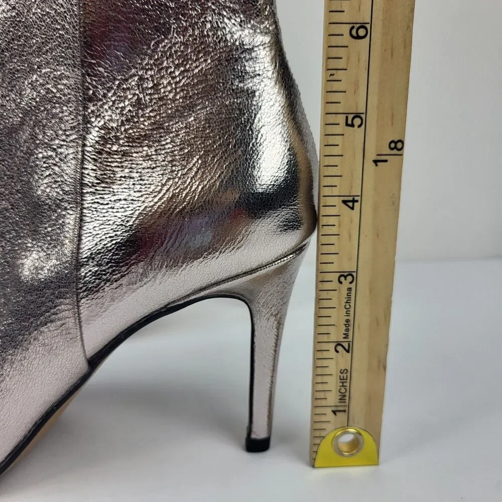 Steven New York Lizziey Ankle Boots Size 7M Silver Pointed Toe